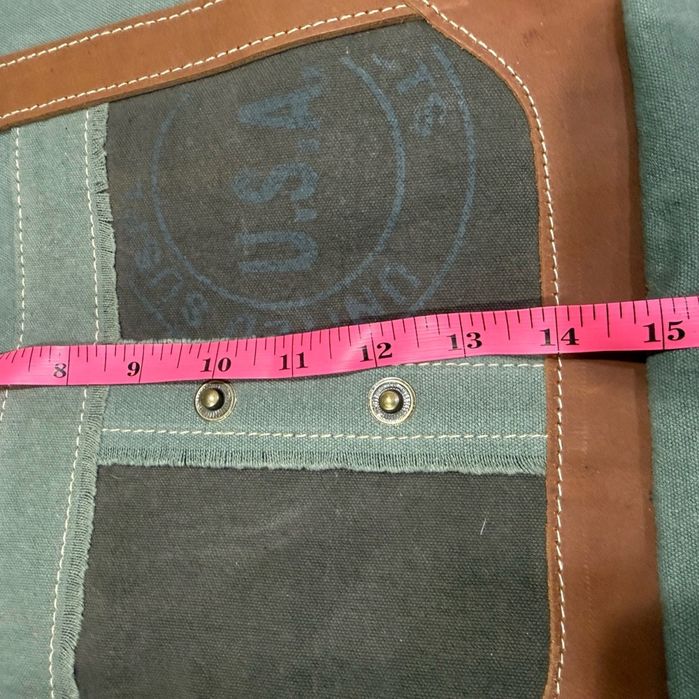 Myra Bag Green and Brown Canvas Tote - Picture 4 of 4